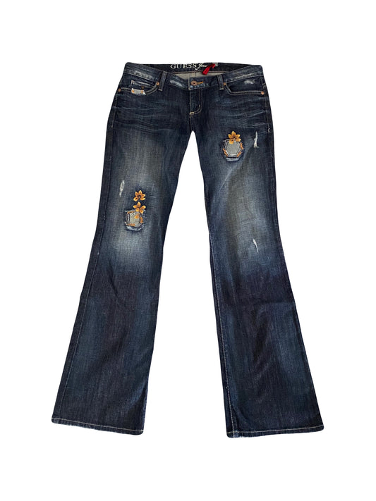 ♡guess dark blue flare low rise jeans♡
