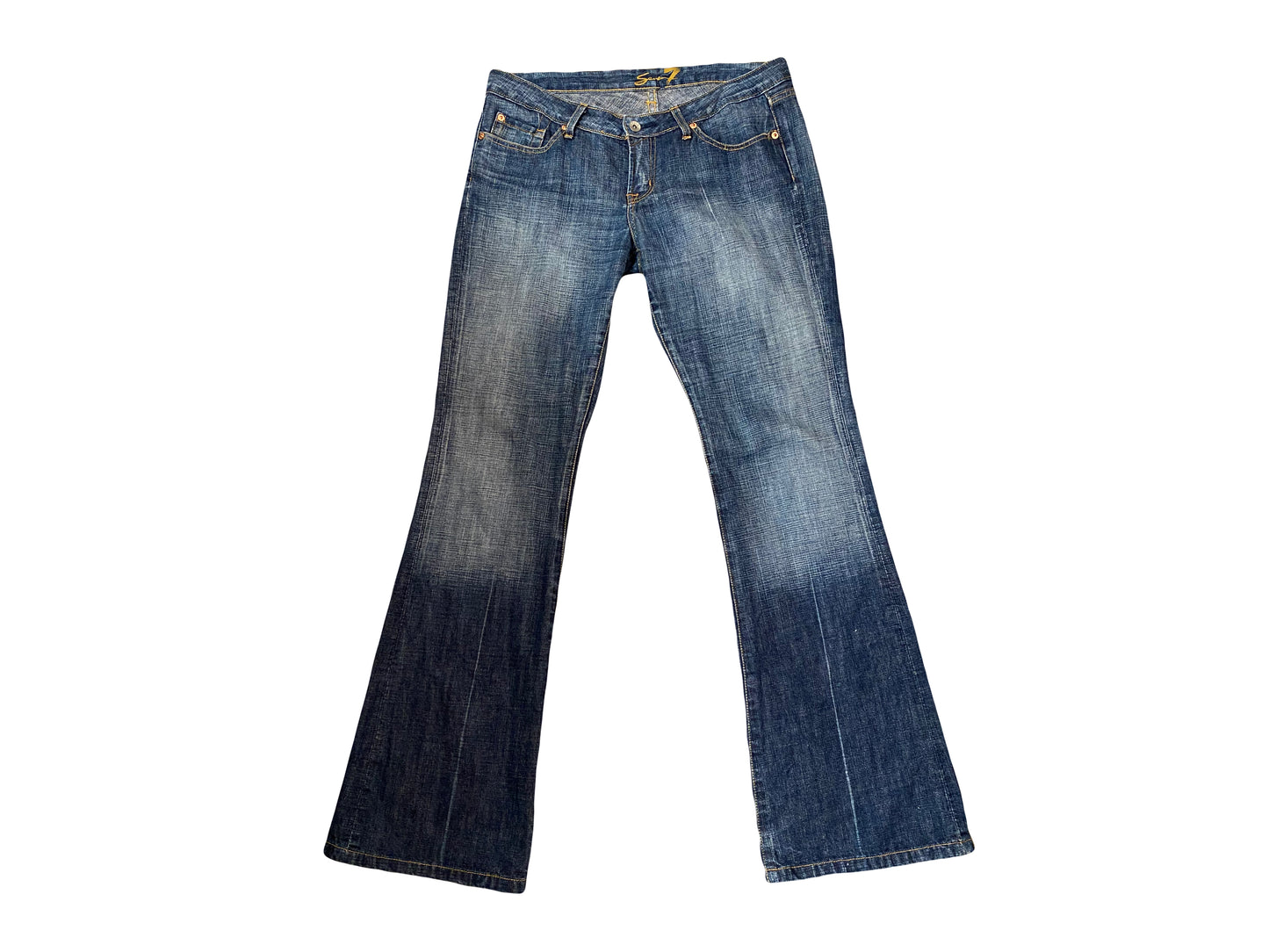 ♡low rise flare blue wash seven7 jeans♡