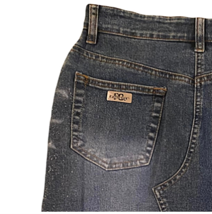 Stunning faceoff denim midi skirt